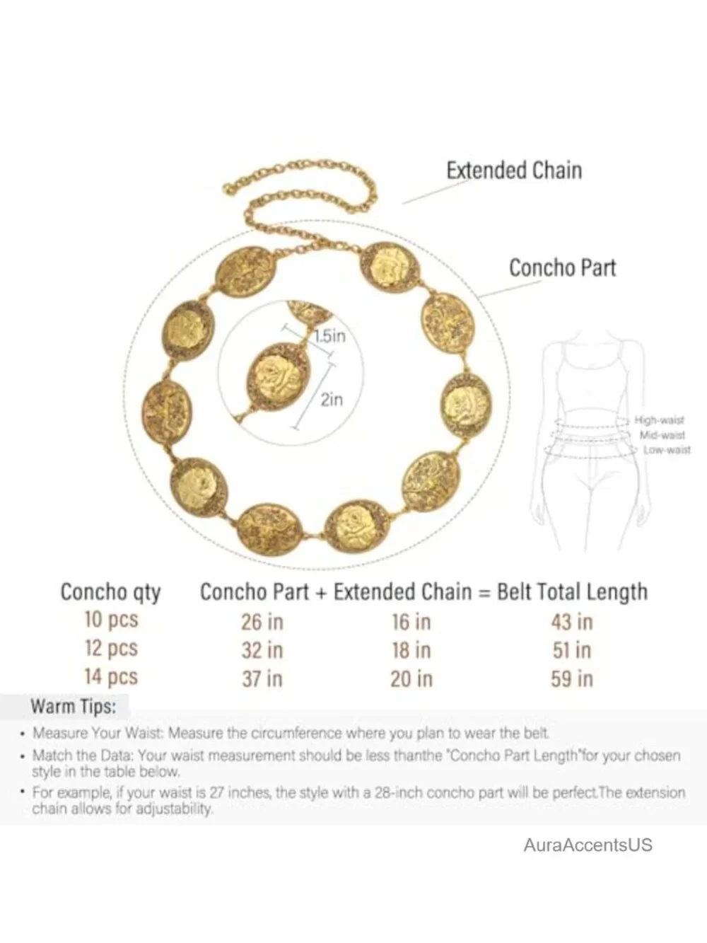 Western Concho Metal Belt Women Cowgirl Bull Chain Waist Belt Dresses Jeans